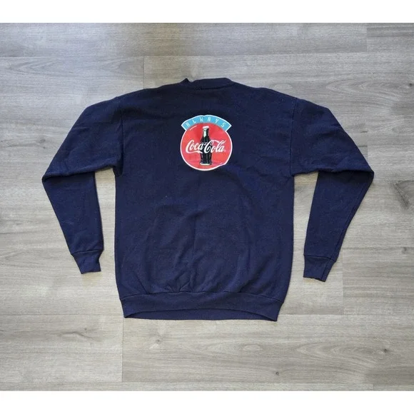 Vintage Coca-Cola Polar Bear Sweatshirt Medium Navy Crewneck 1995 90s - Picture 2 of 12